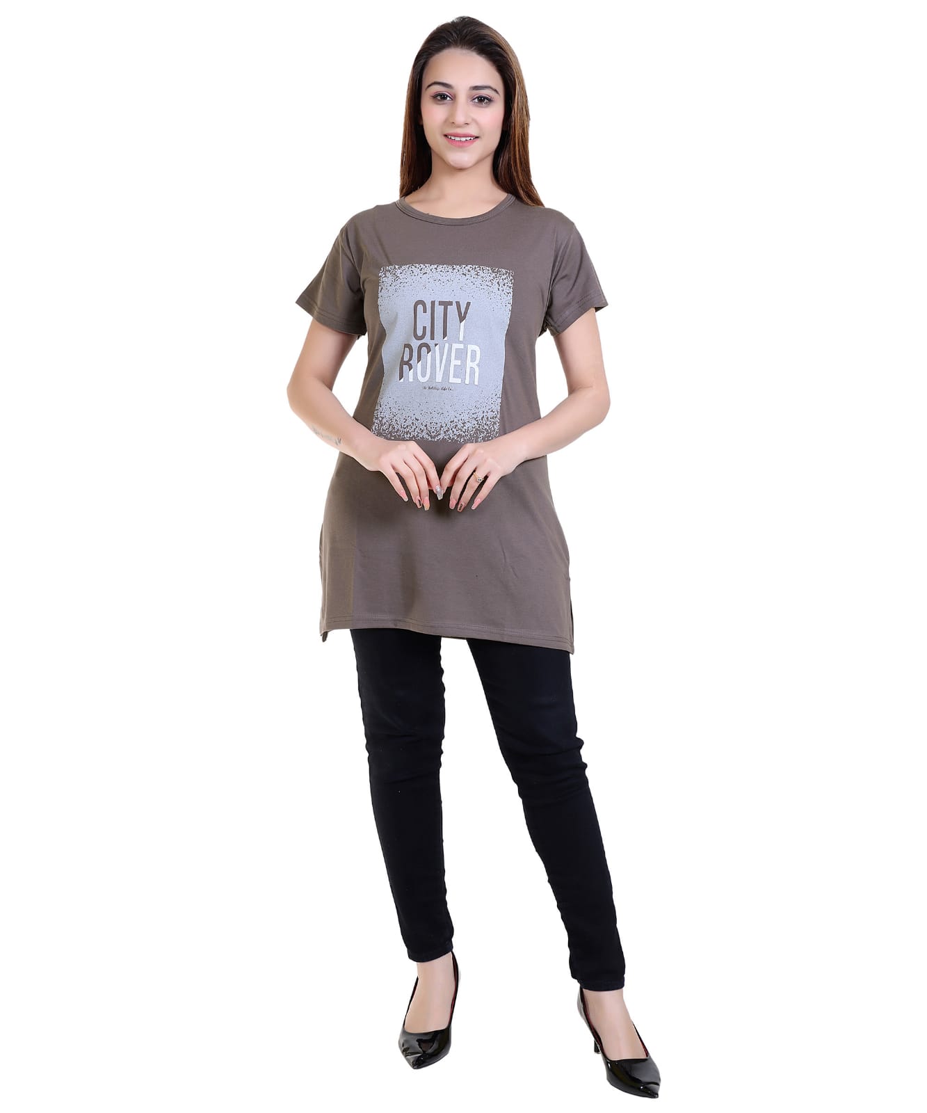 Women’s Casual Printed T-Shirt | “Los Angeles California USA” Graphic Tee | Round Neck Half Sleeve Top | Soft Cotton Blend Regular Fit T-Shirt for Girls & Women | Stylish Daily Wear Top (Brown)-Size-8XL